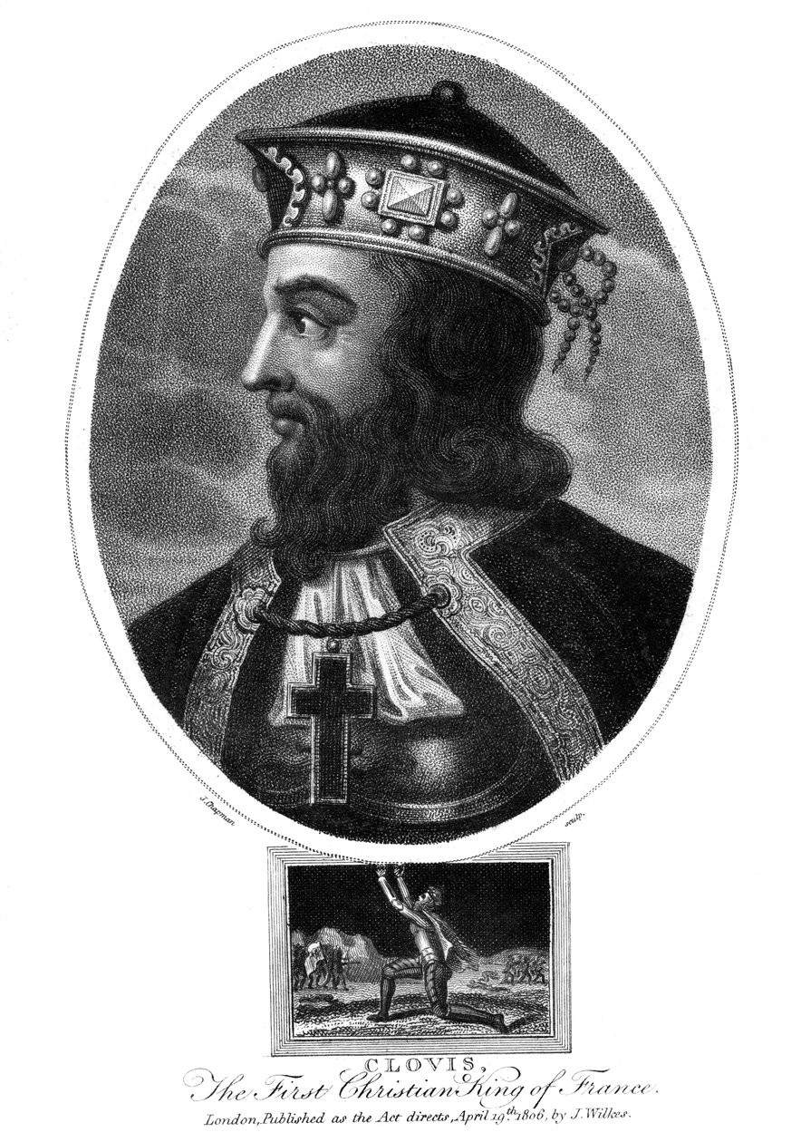 Clovis, o primeiro rei cristão dos francos, 1806. de J. Chapman