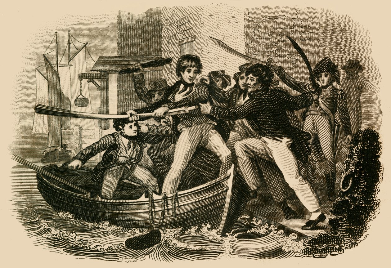 Mary Anne Talbot Resisting A Press Gang, 1822. de J. Chapman