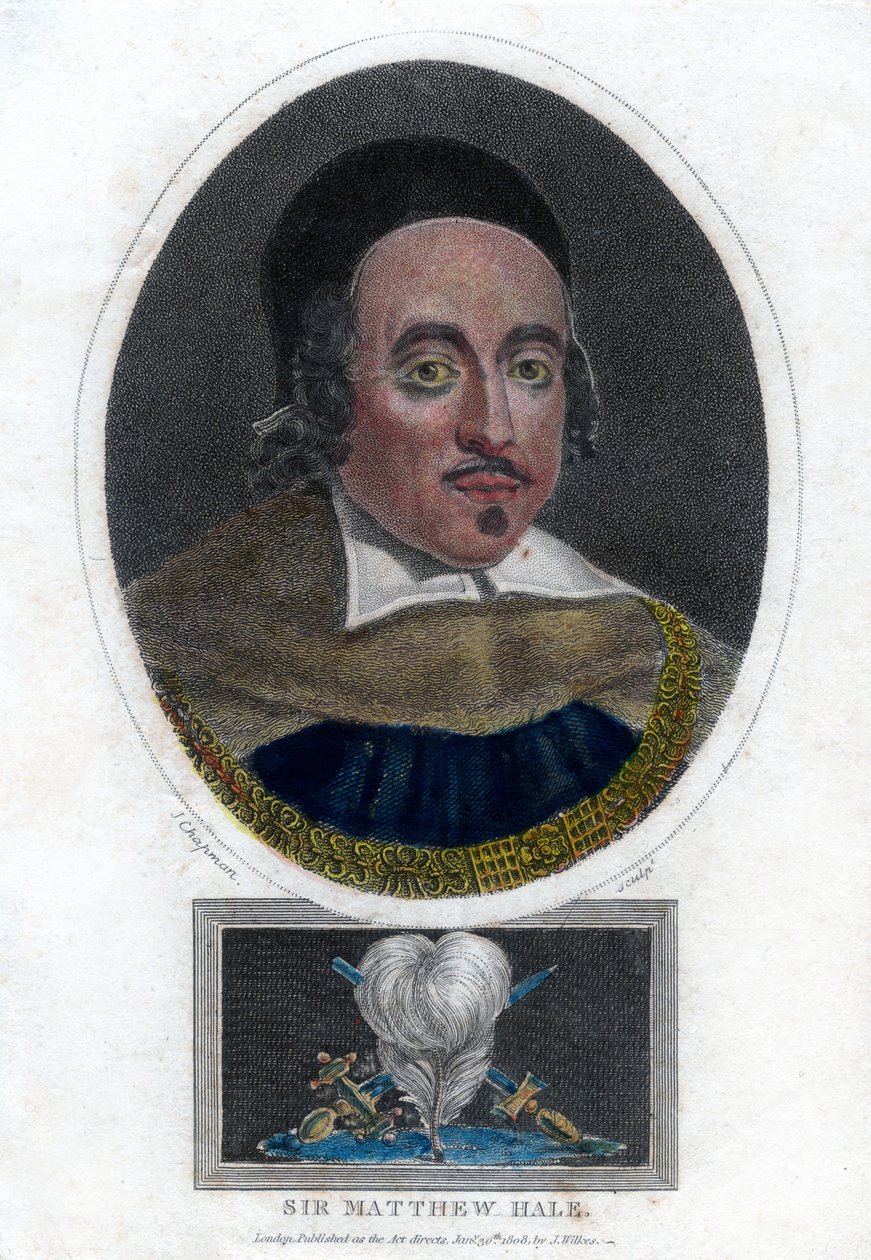 Sir Matthew Hale, Lord Chief Justice da Inglaterra do século XVII, 1808. de J. Chapman