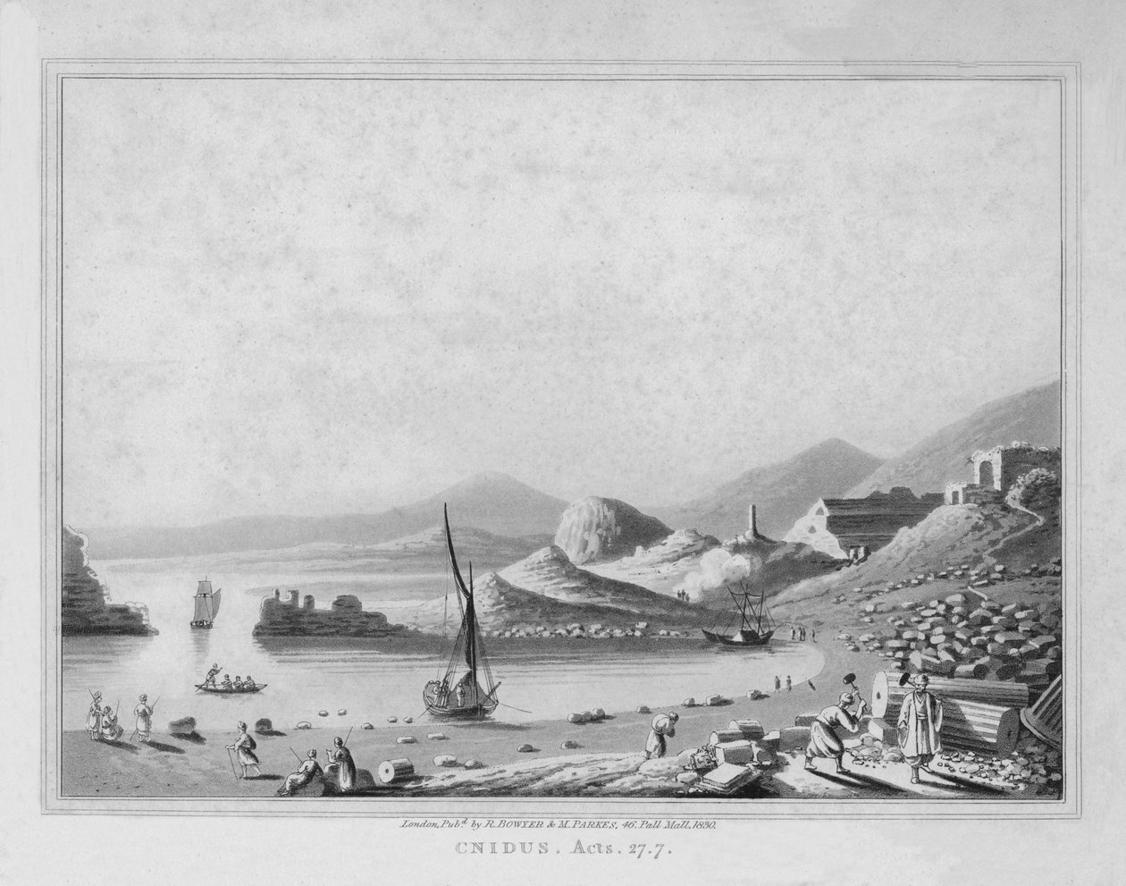 Cnidus. Atos. 27.7, 1830 de J. Clarke