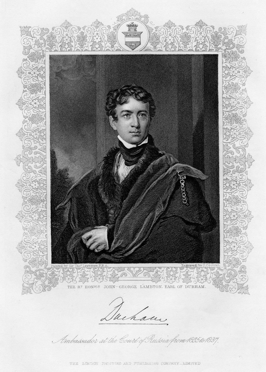 John George Lambton, Conde de Durham, século XIX de J. Cochran