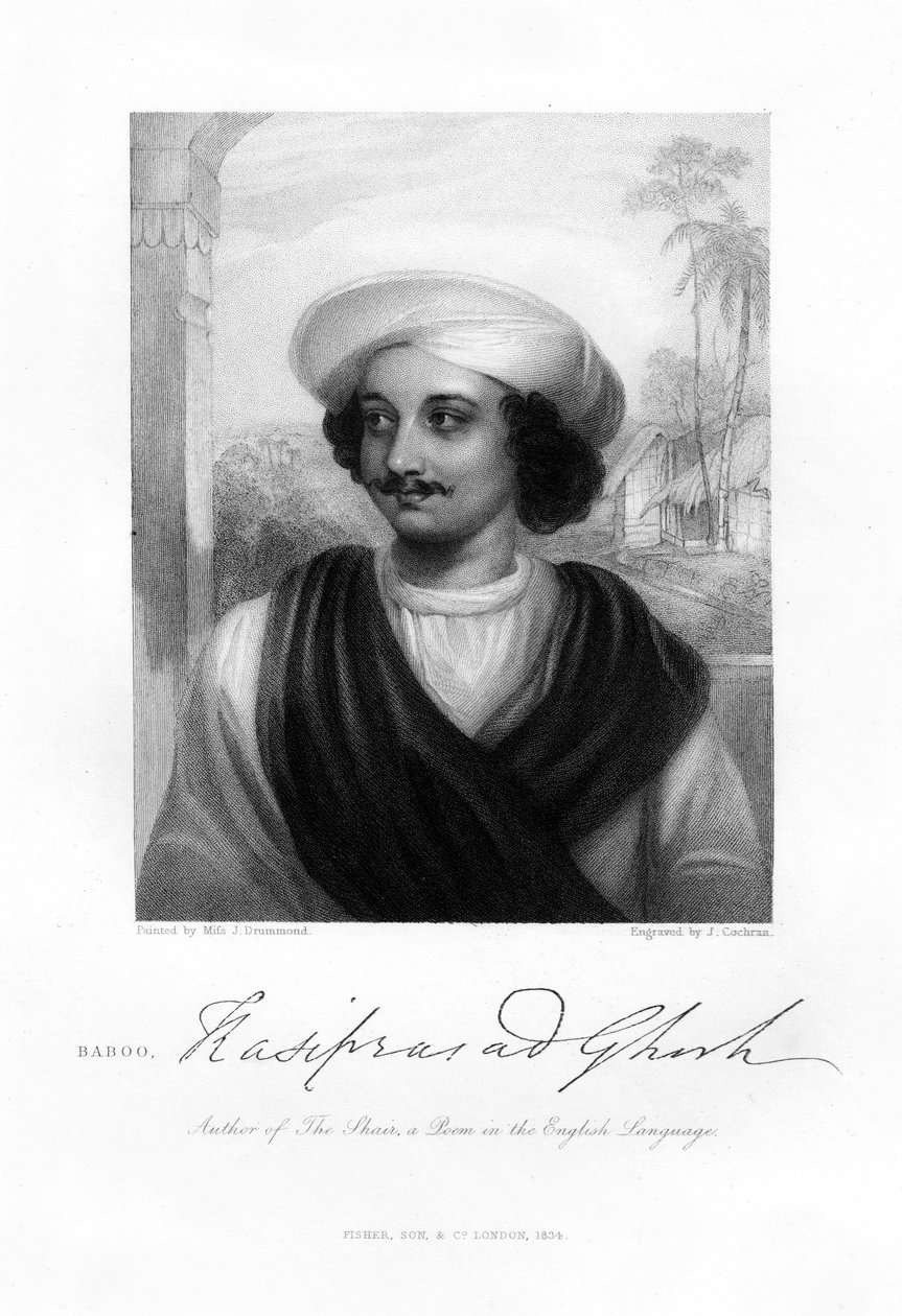Kasi Das Prasad Ghosh, poeta indiano, 1834 de J. Cochran