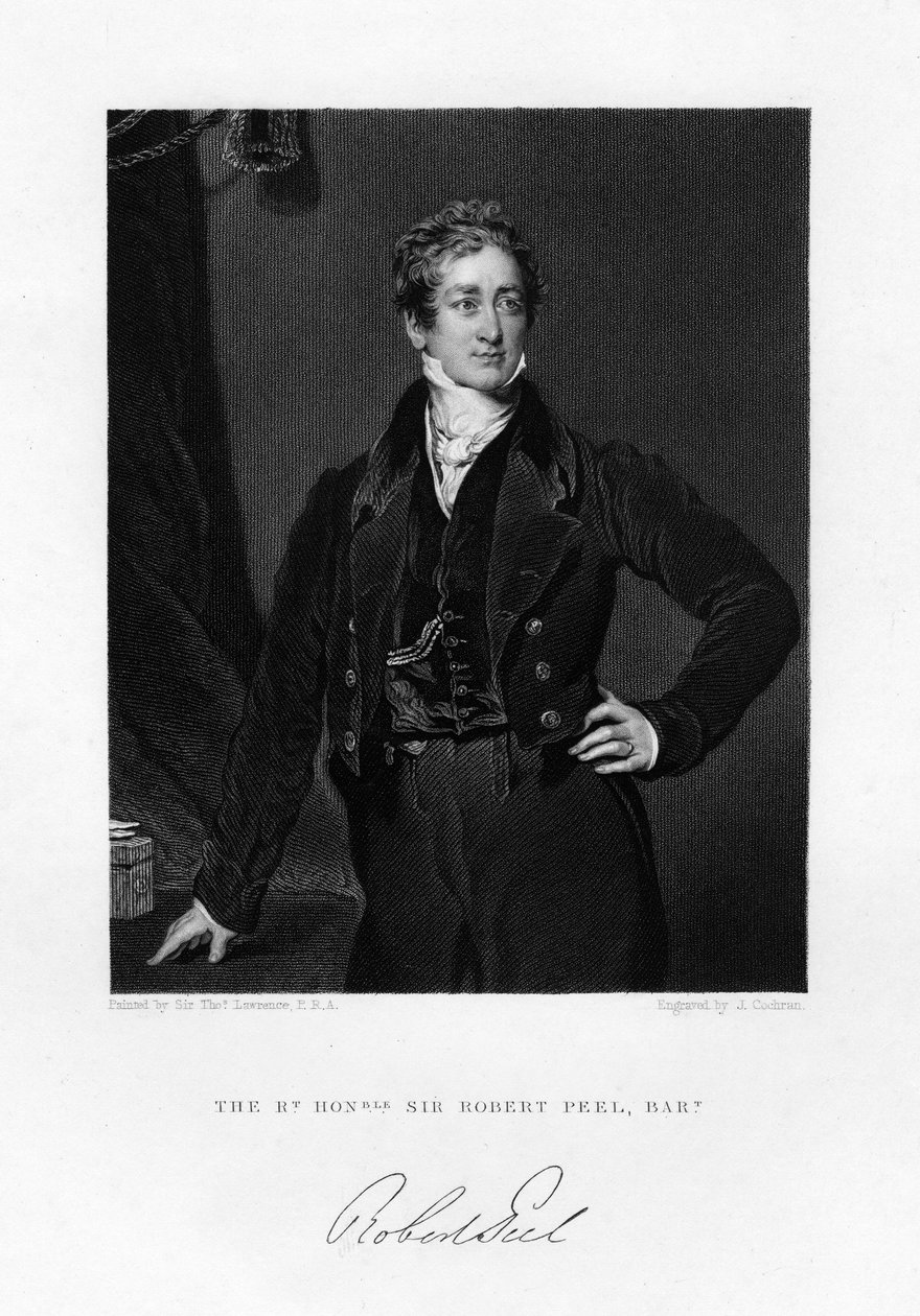 Sir Robert Peel, primeiro ministro britânico, século XIX. de J. Cochran