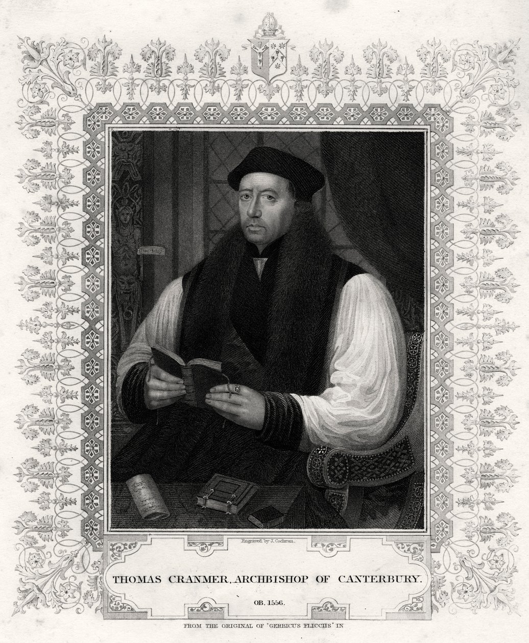 Thomas Cranmer, Arcebispo de Canterbury, século XIX de J. Cochran