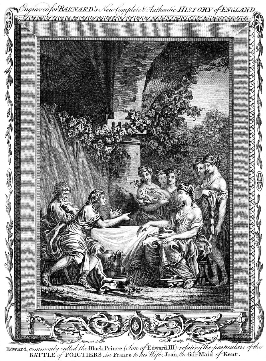 Eduardo, o Príncipe Negro, relatando os detalhes da Batalha de Poictiers, século XIX. de J. Collyer