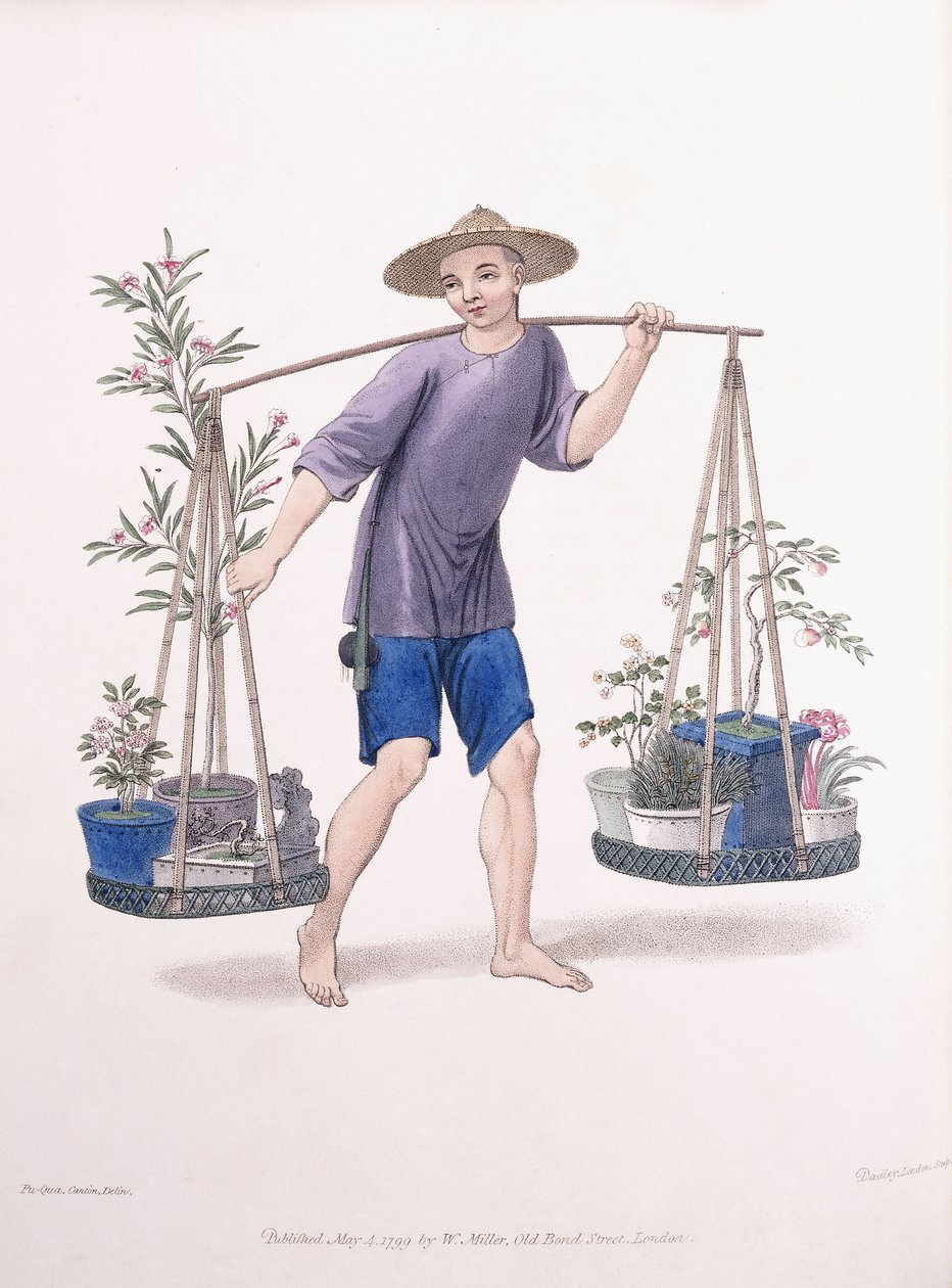 Um Porter com Árvores Frutíferas e Flores, c.1800-01 de J Dadley