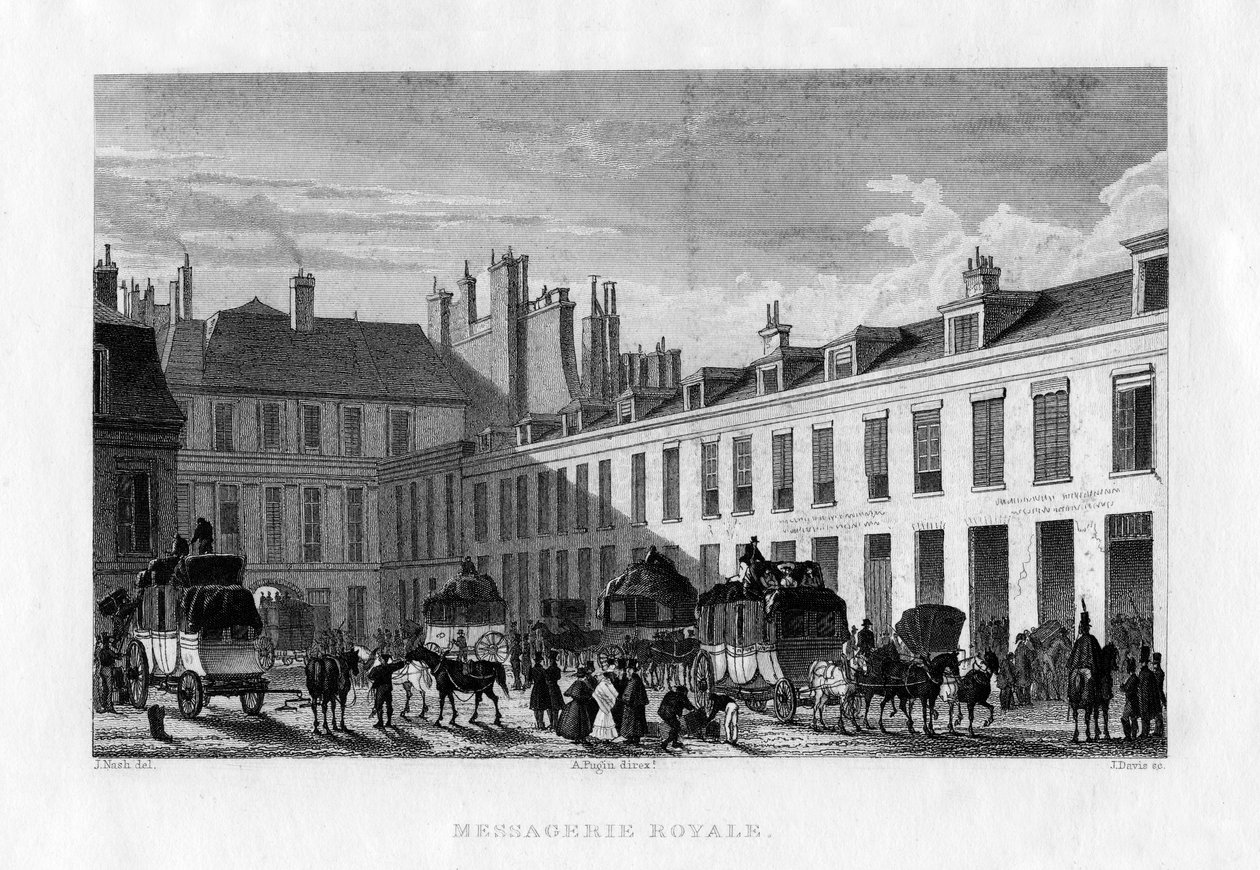 Serviço de correio real, Paris, França, 1829. de J. Davis