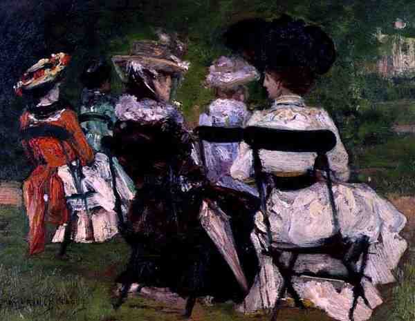 No Parque, c.1900 (óleo a bordo) de J. Edward Homerville Hague