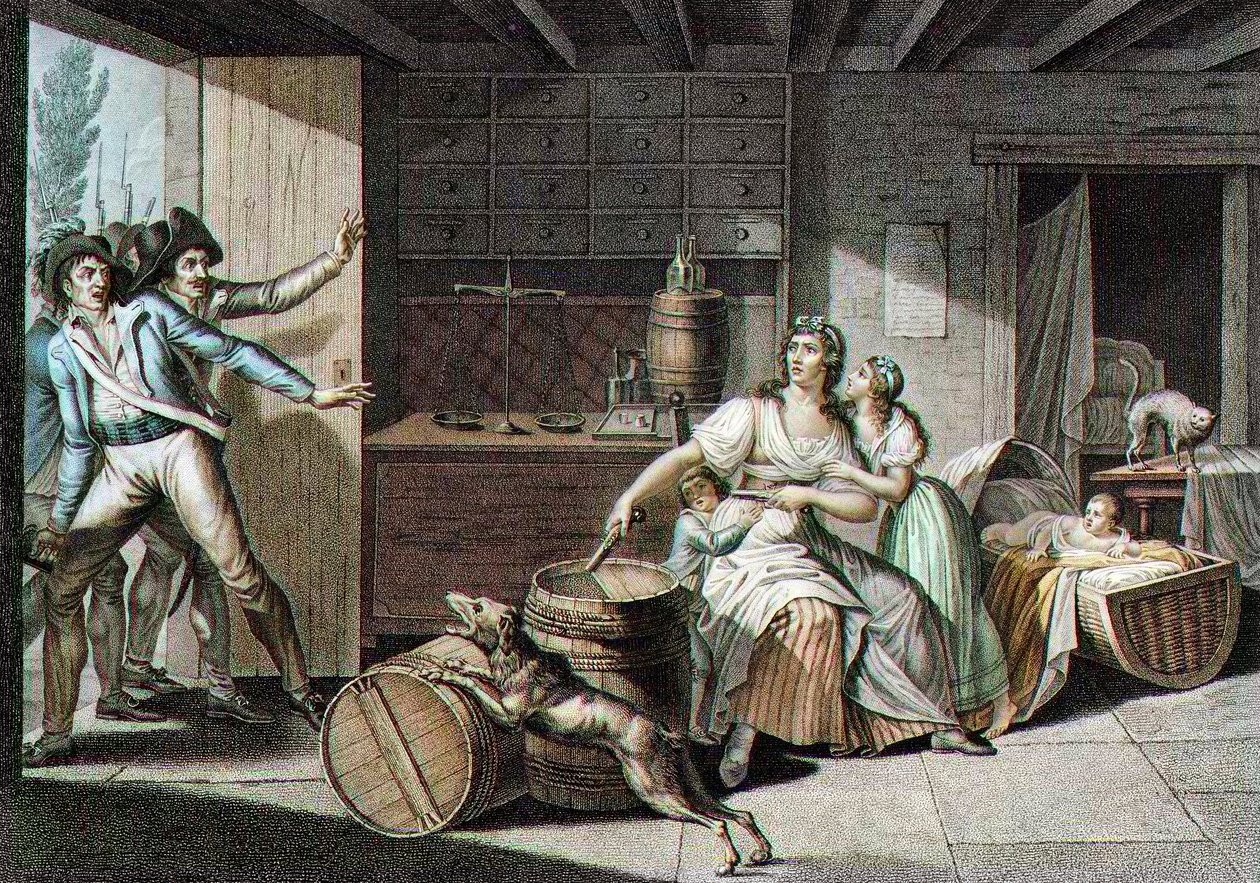 Episódio da guerra de Vendean: uma jovem mulher de de J. F. (after) Cazenave