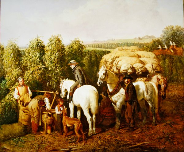 Um Kentish Hop-Garden (óleo sobre tela) de J. F. and Bright H. Herring Snr.