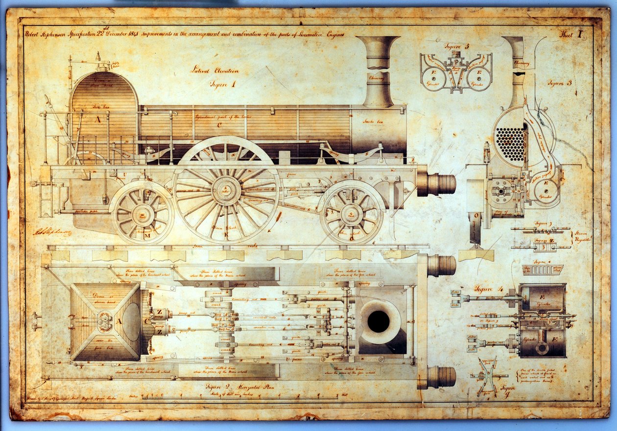 Locomotiva de Stephenson "s" Long Boiler ", 1841 de J. Farley