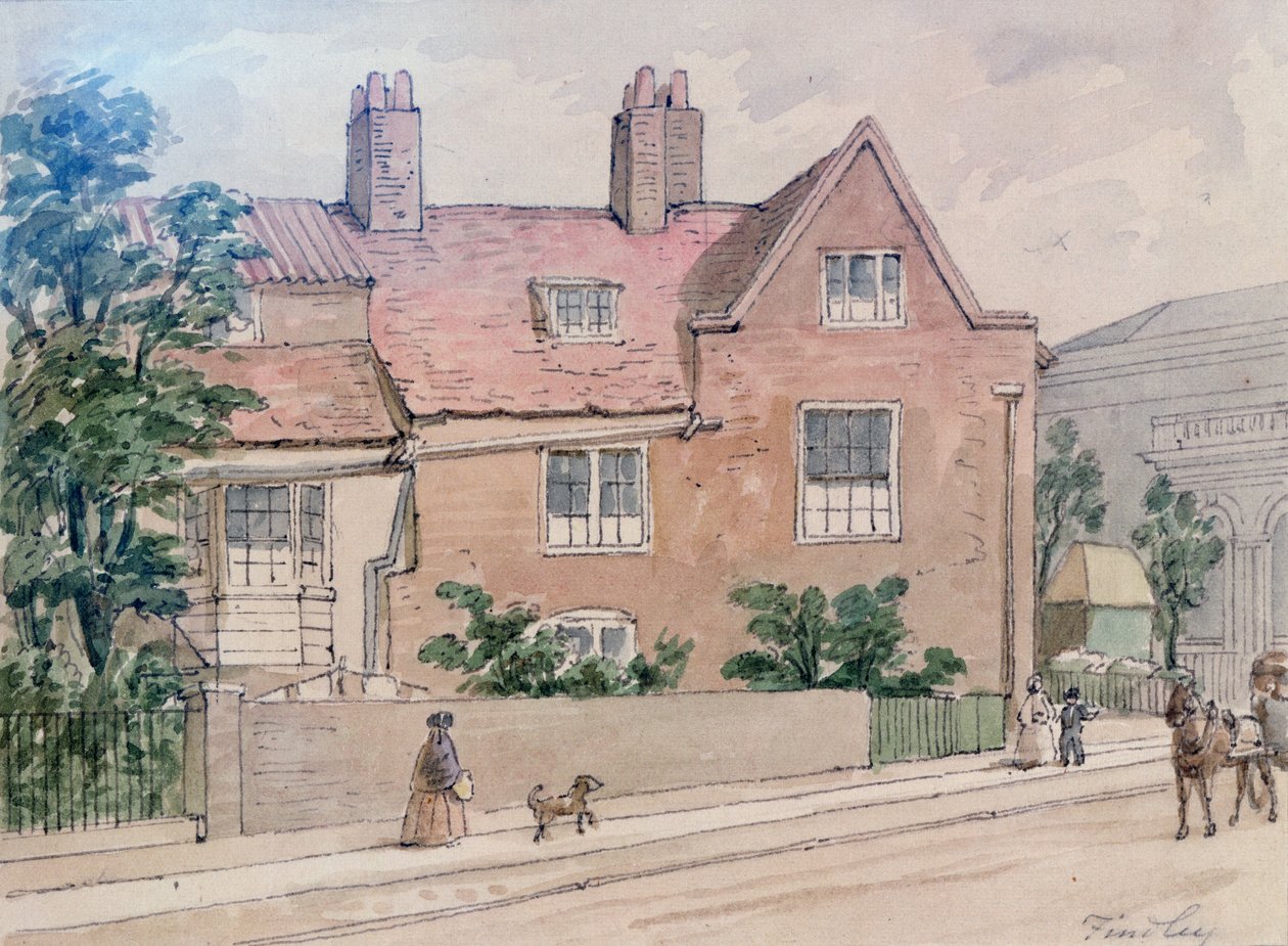 Casas antigas em Kennington Green, 1855 de J. Findley