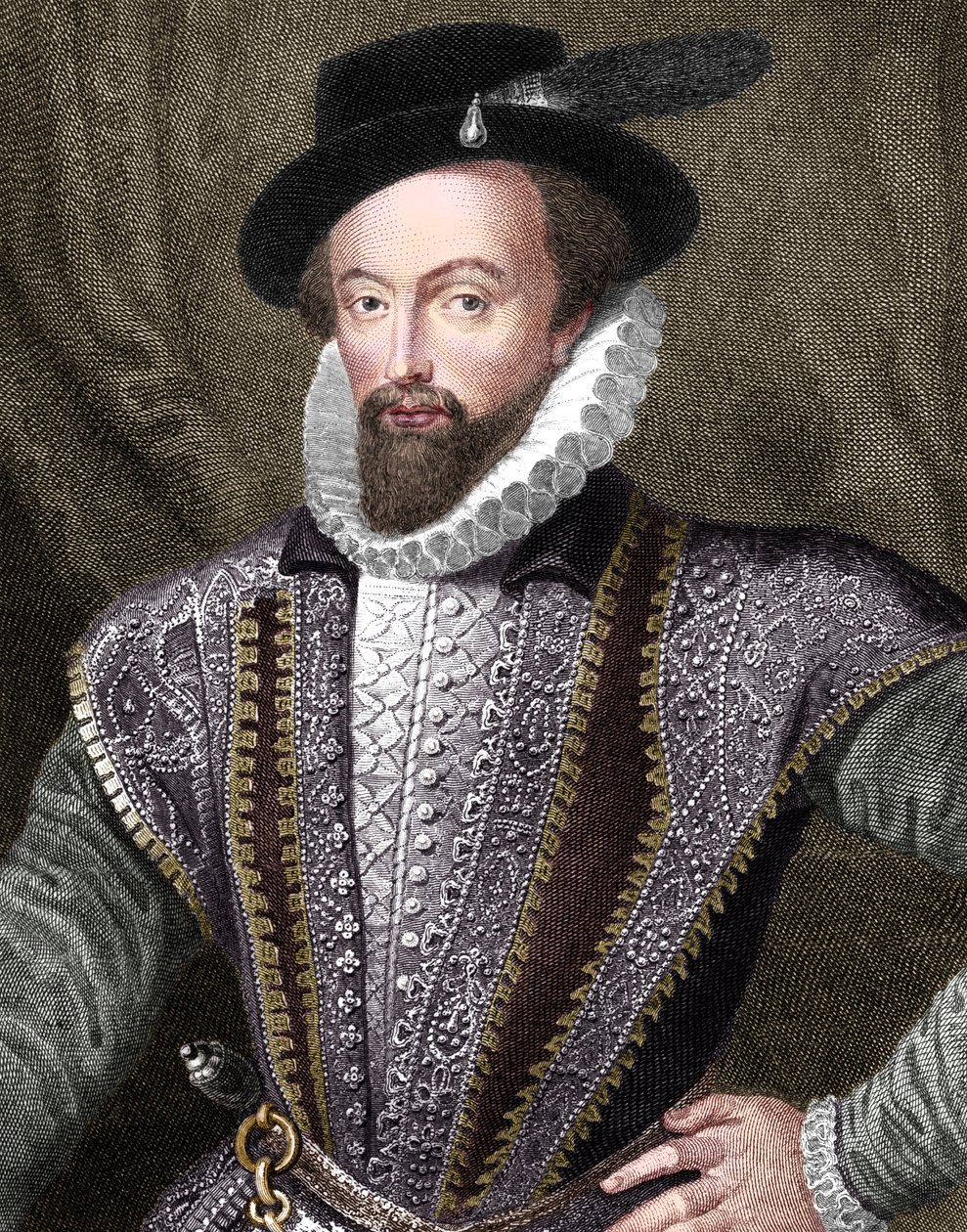 Sir Walter Raleigh, escritor, poeta, cortesão, aventureiro e explorador inglês, 1821 de J Fitler