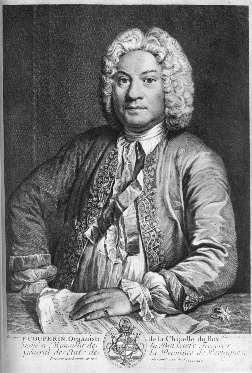 François Couperin, compositor barroco francês, organista e cravador, 1735 de J Flippart