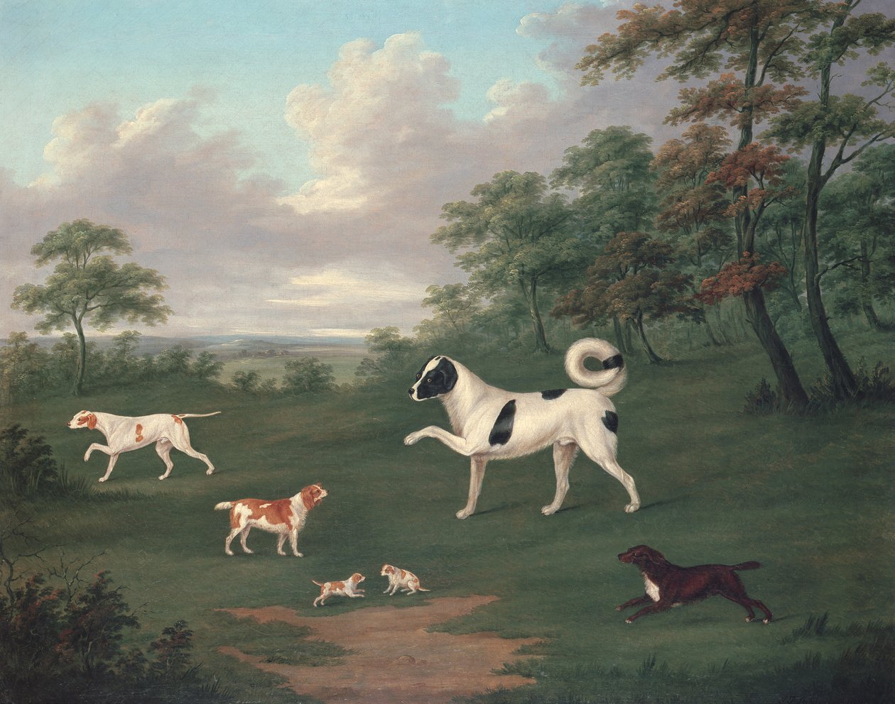 Cães esportivos em uma paisagem de J. Francis Sartorius