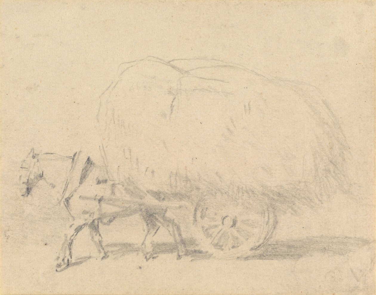 Um cavalo puxando uma carga de feno de J. Frederick Tayler