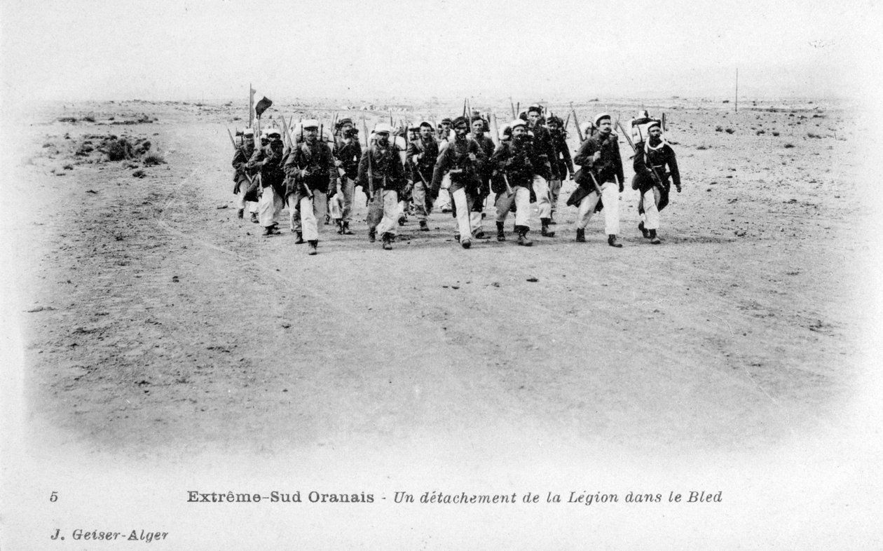 Um destacamento da Legião Estrangeira Francesa no deserto do Saara, Argélia, c1905 de J. Geiser