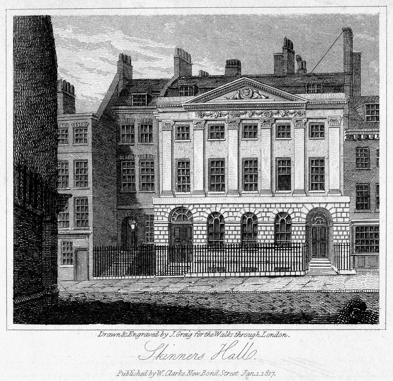 Skinners Hall, cidade de Londres, 1817. de J. Greig