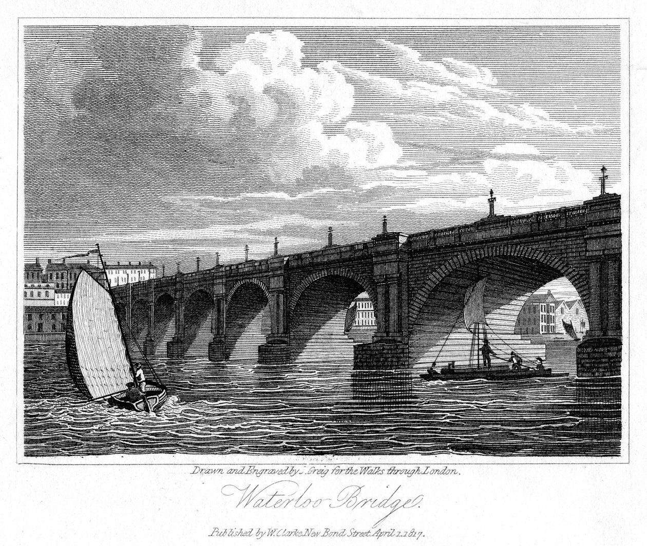 Ponte de Waterloo, Londres, 1817. de J. Greig