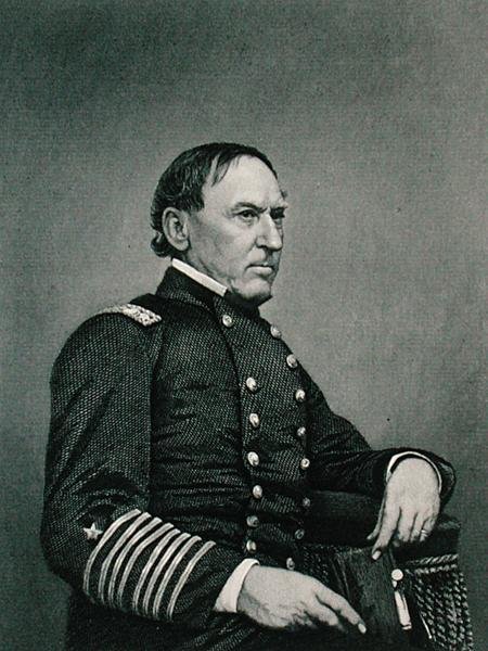 David Glasgow Farragut (1801-70), gravado após uma fotografia de William G. Jackman (fl.c.1840-60) (gravura) de J. Gurney and Son