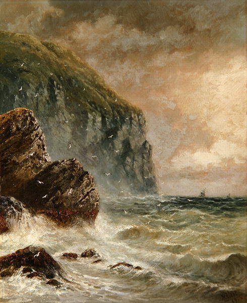 Paisagem marítima com penhasco de J. H. Blunt
