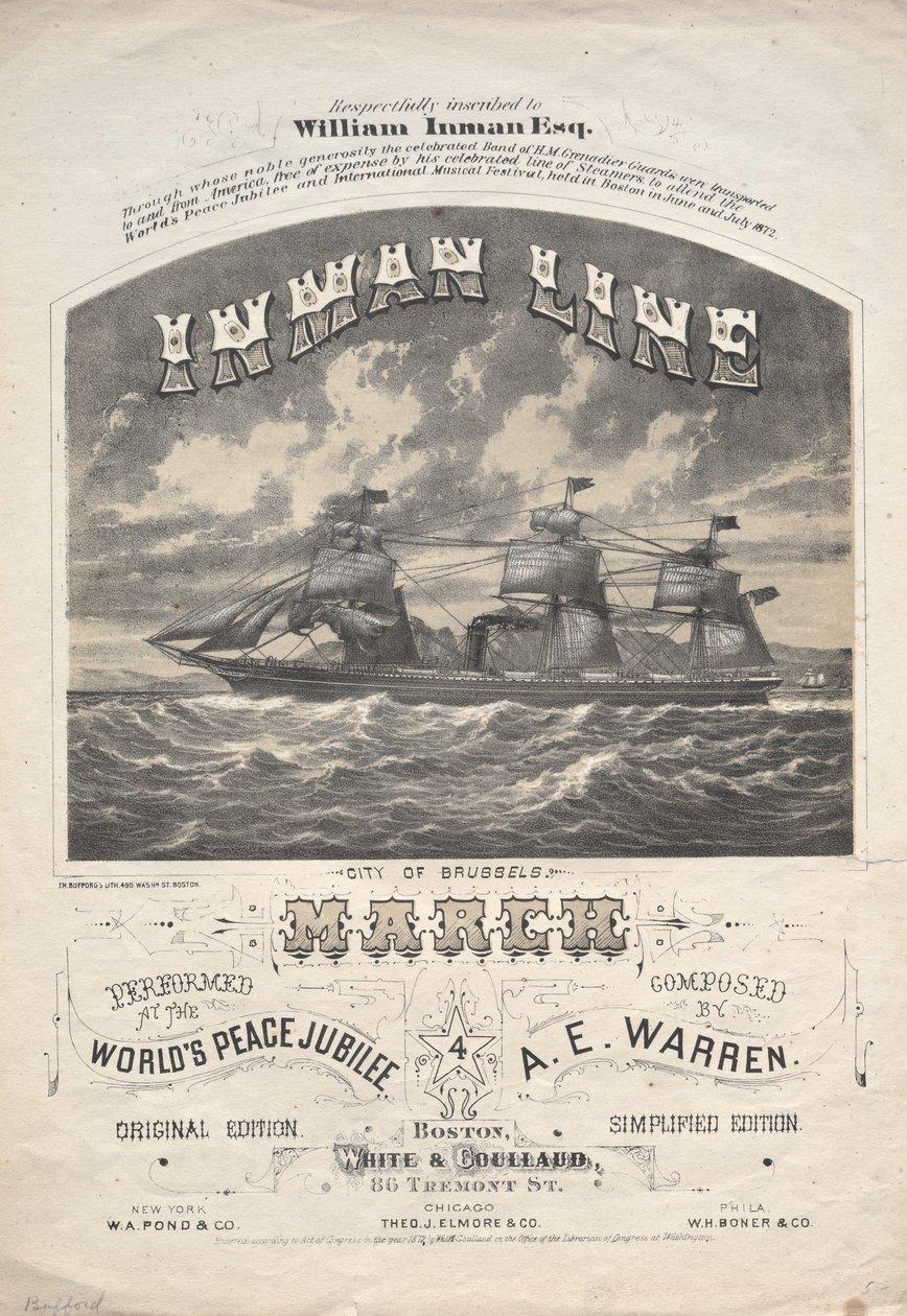 Linha Inman março de 1872. de J. H. Bufford