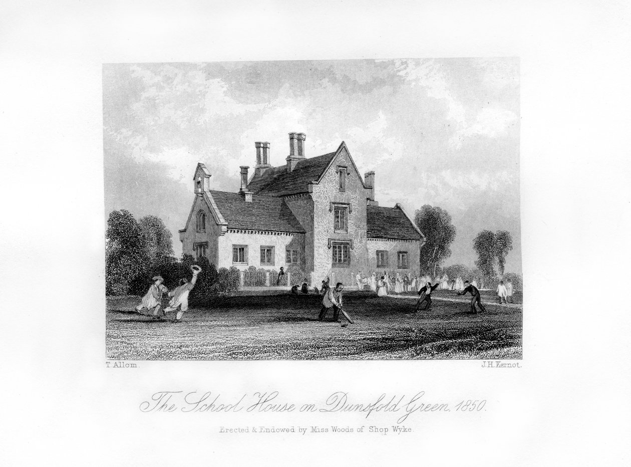 A casa da escola em Dunsfold Green, Surrey, 1850 de J. H. Kernot