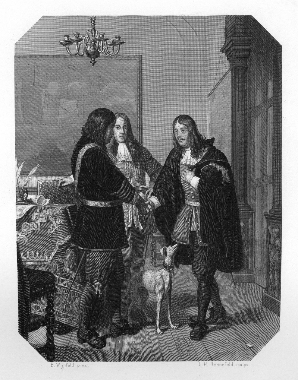Aperto de mão entre Cornelis Tromp e Michiel de Ruyter, século XVII c1870 de J. H. Rennefeld
