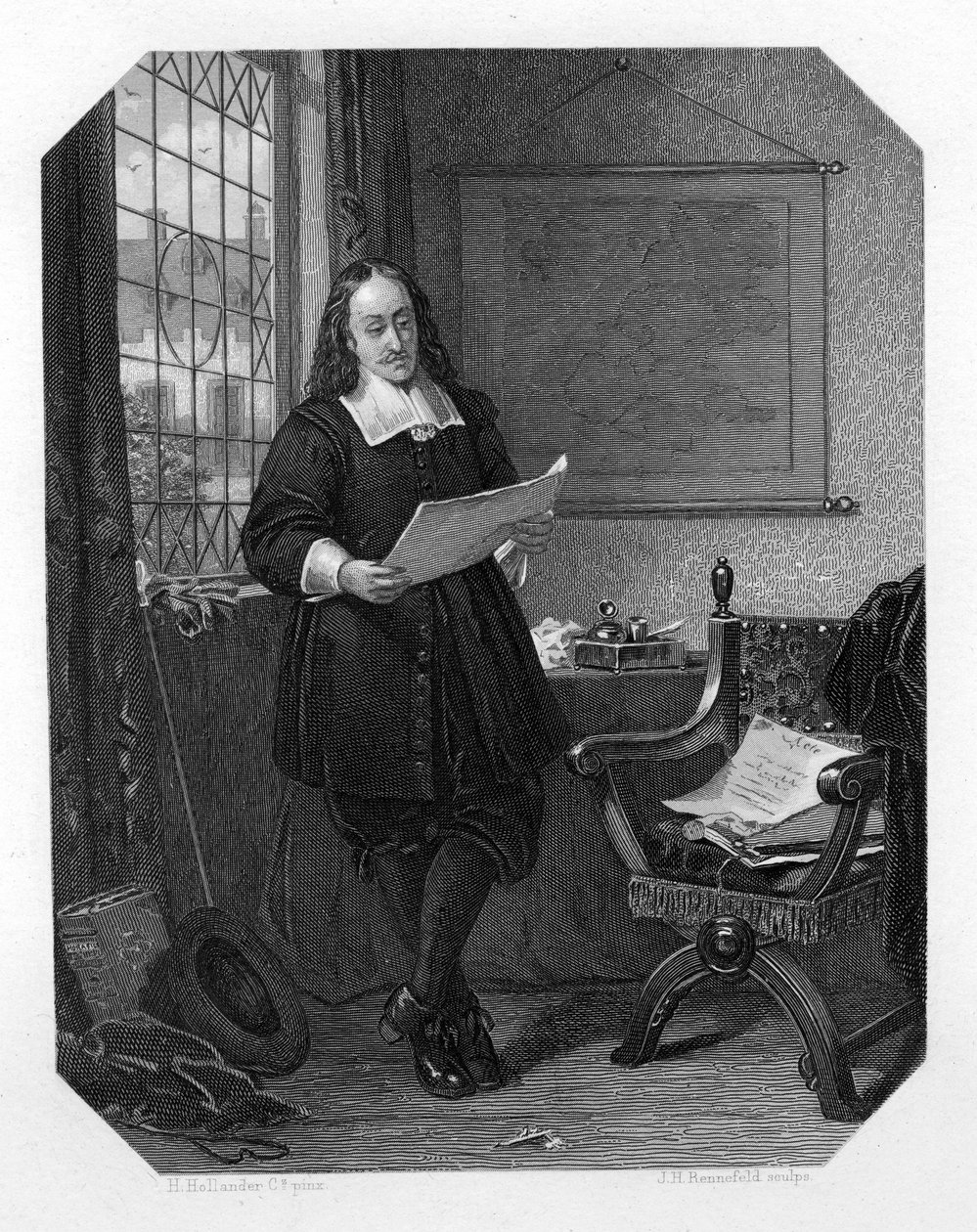 Johan de Witt, estadista holandês, 1654, c1870. de J. H. Rennefeld