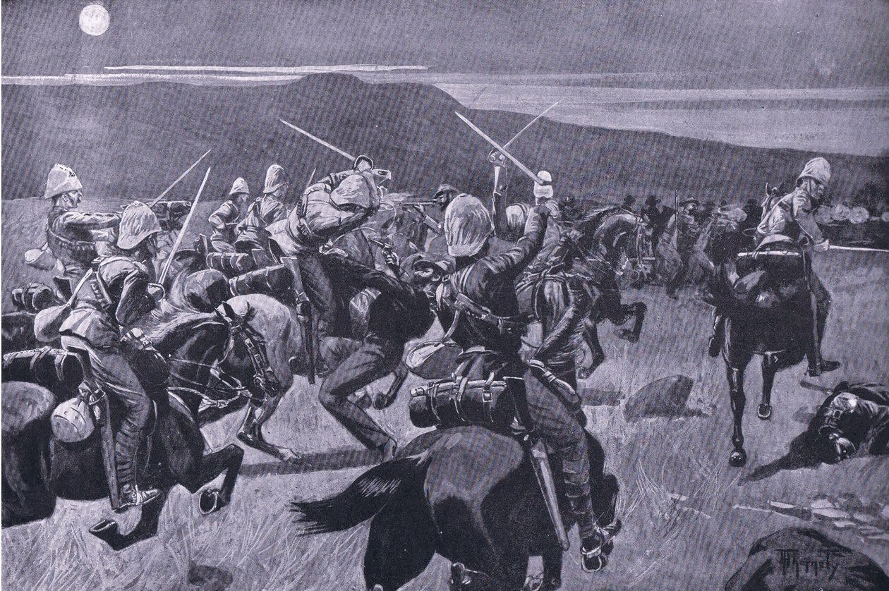 Carga lunar do 19º Hussardos nr Steenkampberg , ilustração de 