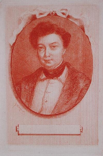 Retrato de Alexandre Dumas pere (1803-70) c.1830-40 (sangue no papel) de J. Hanriot