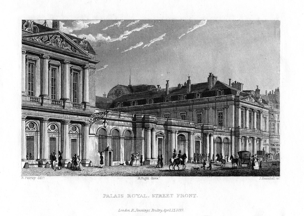 Palácio Real, Paris, França, 1829 de J. Hanshall