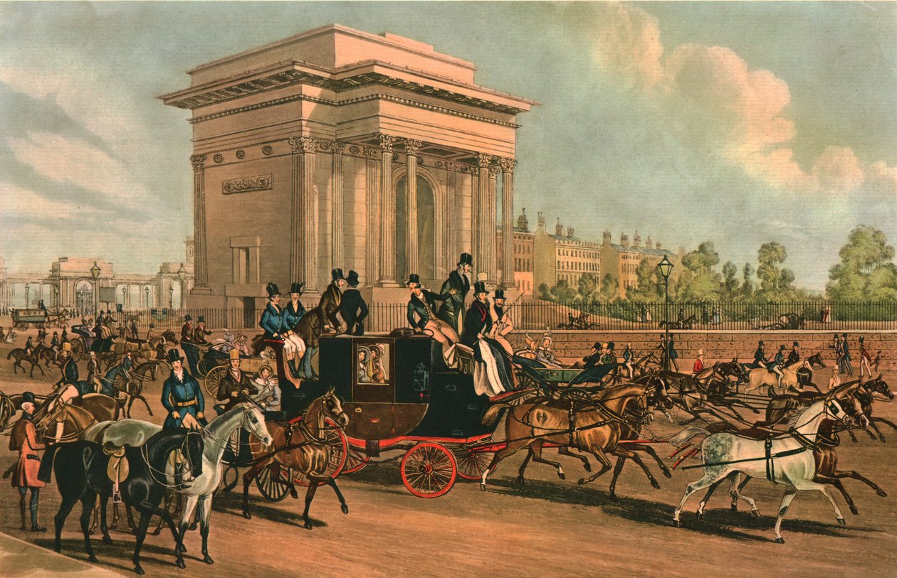 Esquina do Hyde Park, c1838. de J Harris