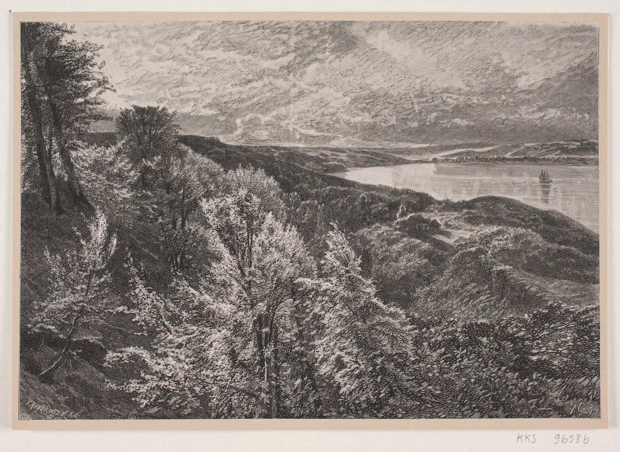 Vista de Munkebjerg sobre o fiorde de Vejle de J. Hildebrand