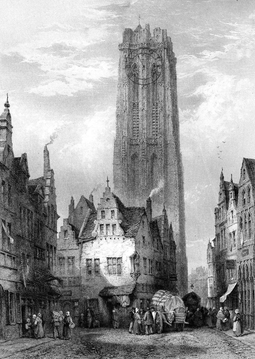 Catedral de Malines Mechelen, Antuérpia, Bélgica, século XIX. de J. J. Crew