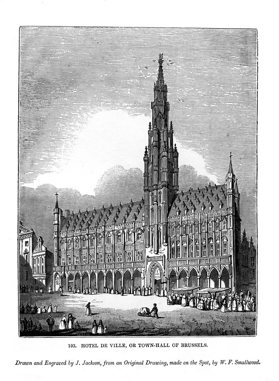 Hotel de Ville, ou prefeitura de Bruxelas, 1843 de J. Jackson