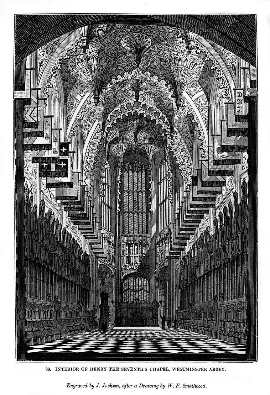 Interior da Capela Henry VII, Abadia de Westminster, 1843 de J. Jackson