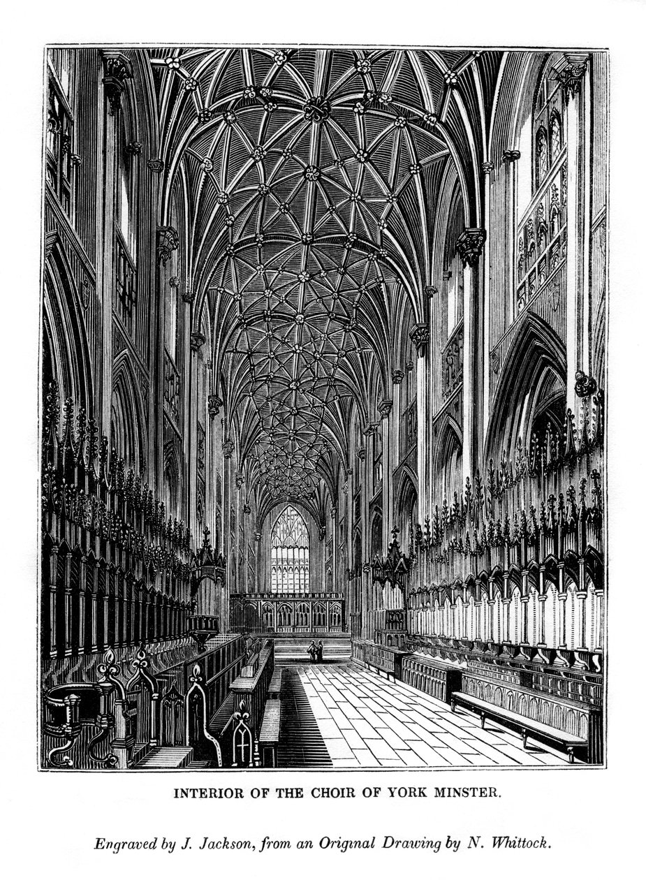 Interior do coro de York Minster, c1830-1860 1843 de J. Jackson