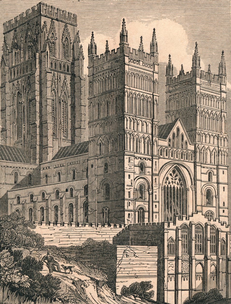 Vista noroeste da Catedral de Durham, c1843. de J. Jackson