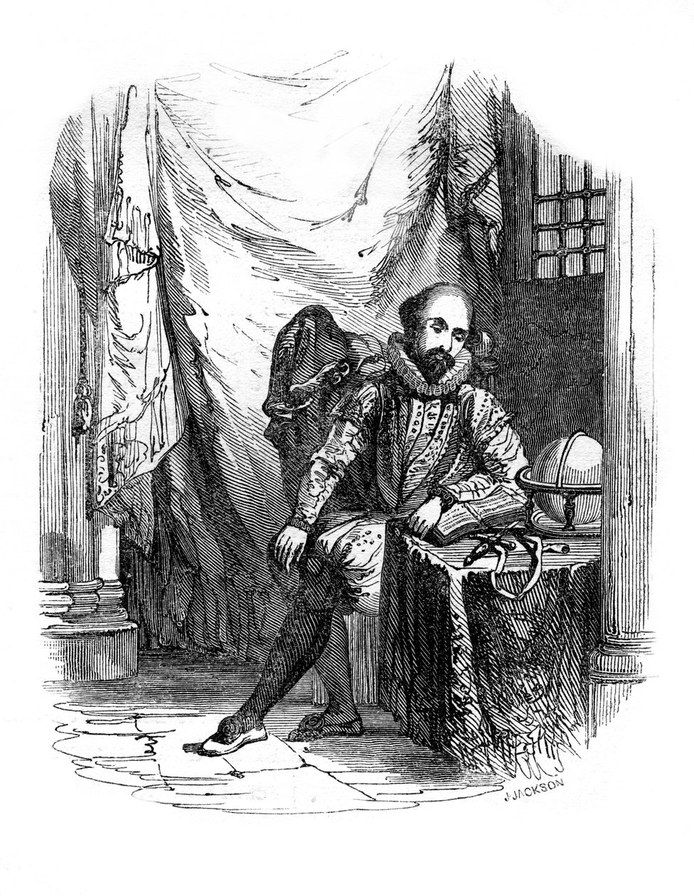Sir Walter Raleigh na Torre de Londres, 1603-1616 1836. de J. Jackson