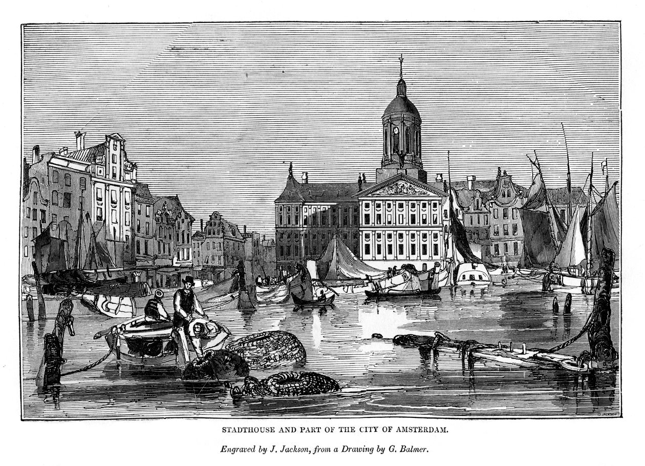 Stadthouse e parte da cidade de Amsterdã, 1843 de J. Jackson