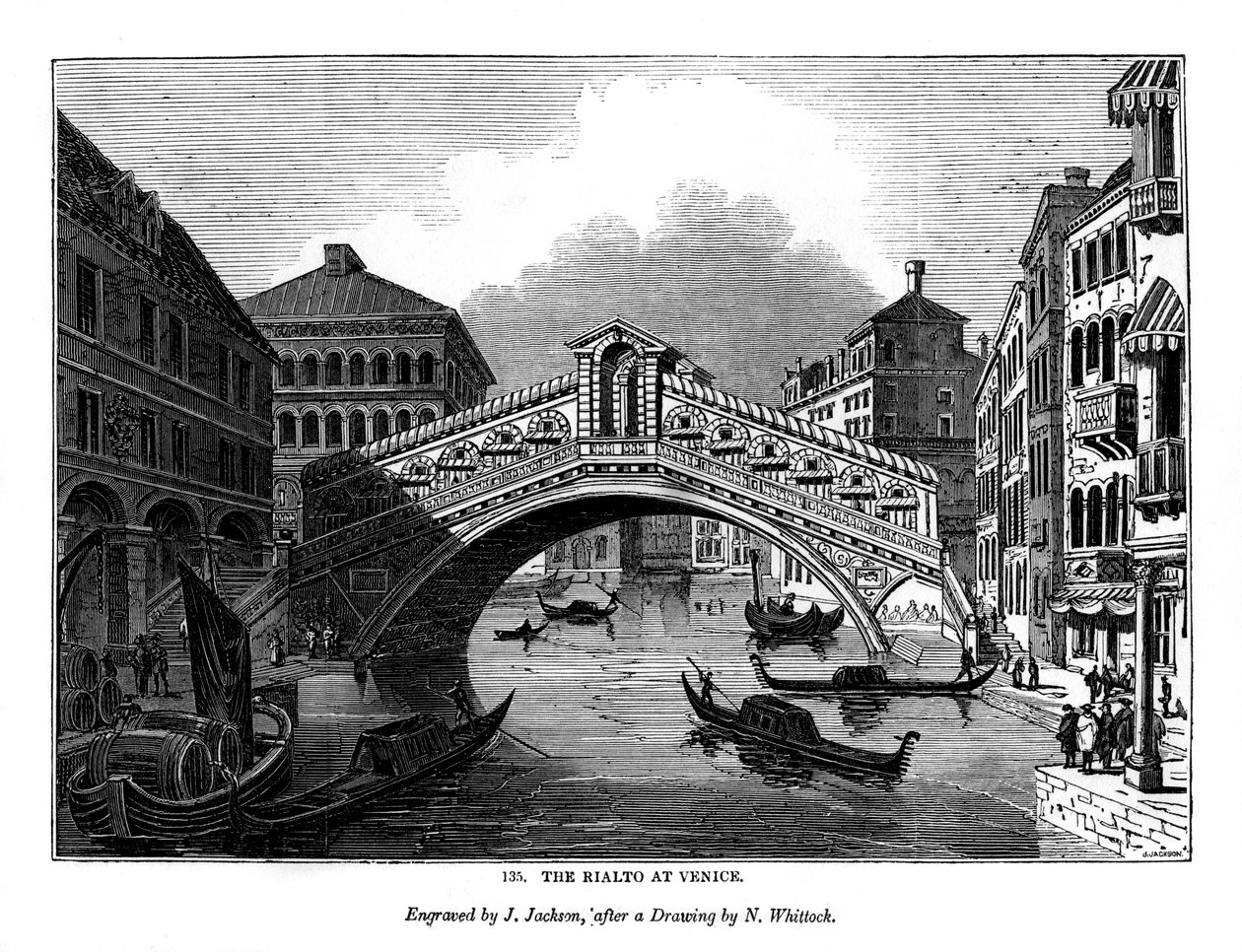 O Rialto em Veneza, 1843 de J. Jackson