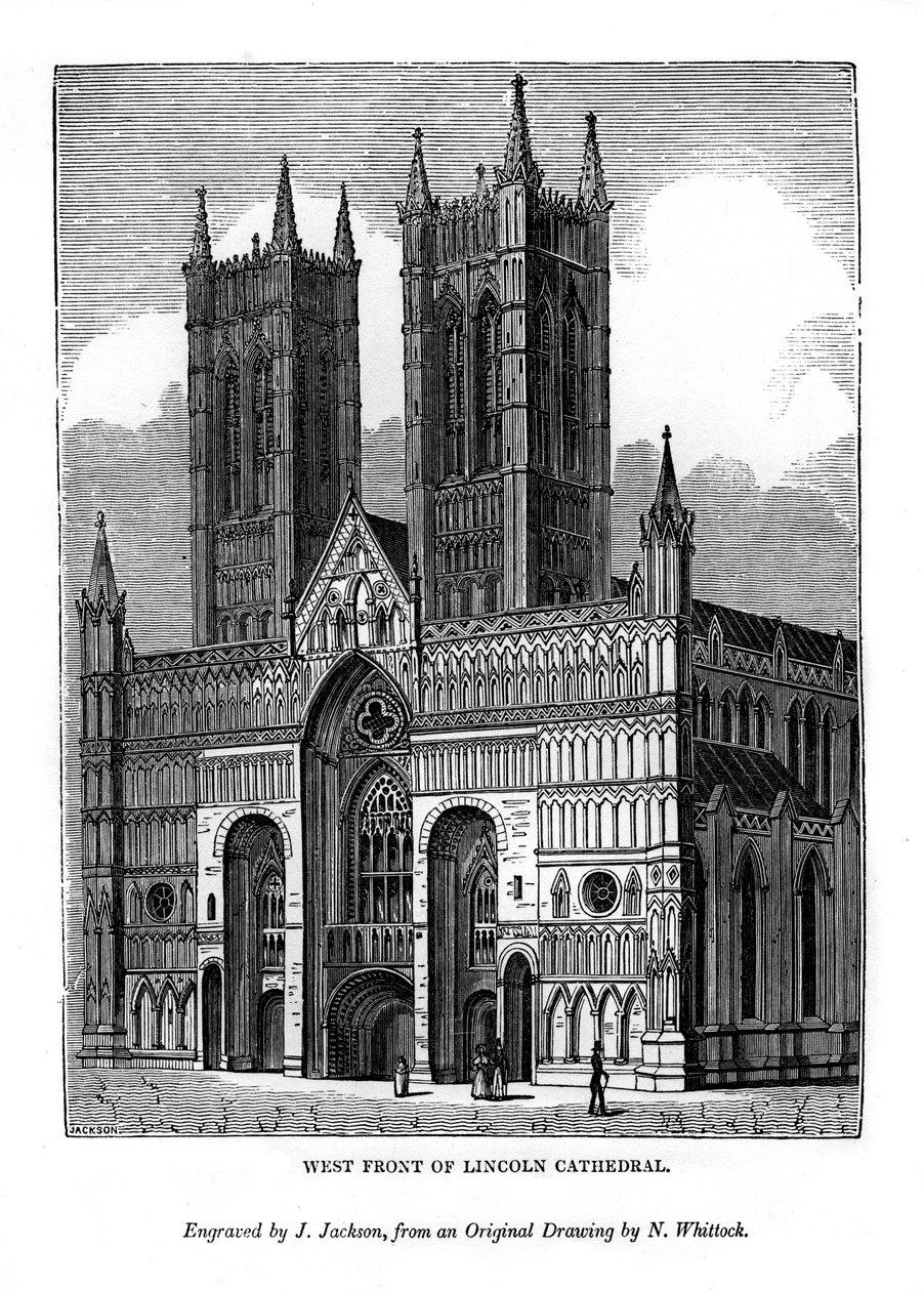 Frente oeste da Catedral de Lincolin, 1843 de J. Jackson