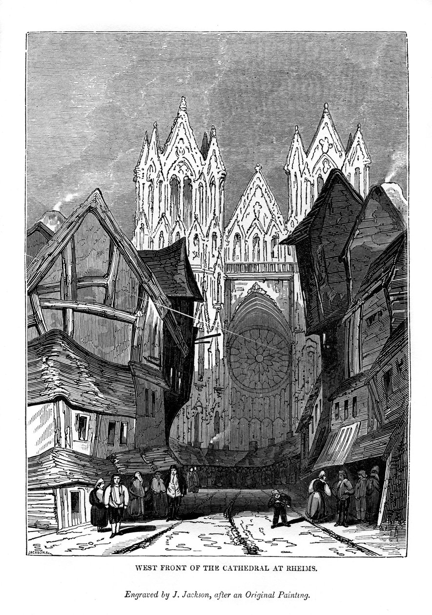 Frente oeste da Catedral de Reims, 1843 de J. Jackson