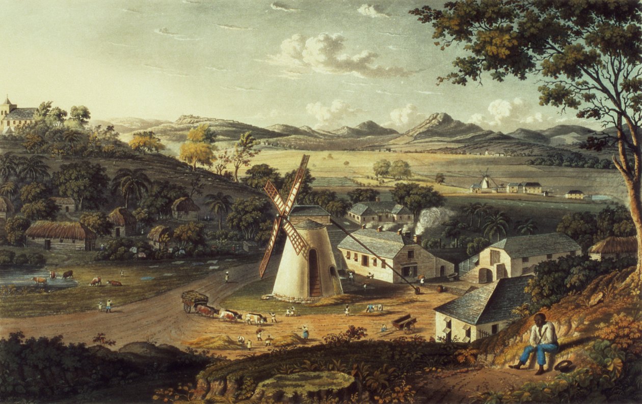 Vista do som velho do norte, Antígua de “vistas nas Índias Ocidentais”, bar. por T. und G. Underwood, 1827 de J. Johnson