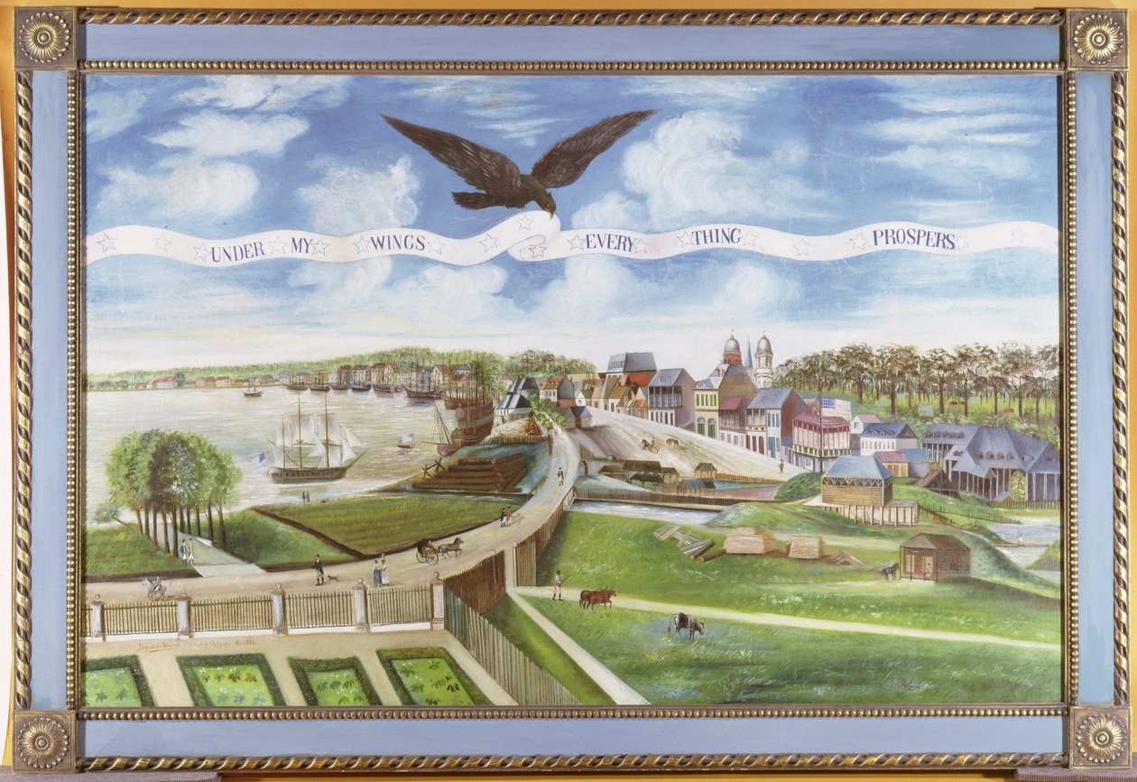 Vista de Nova Orleans da plantação de Marigny, 1803 de J. L. Bouquet de Woiseri