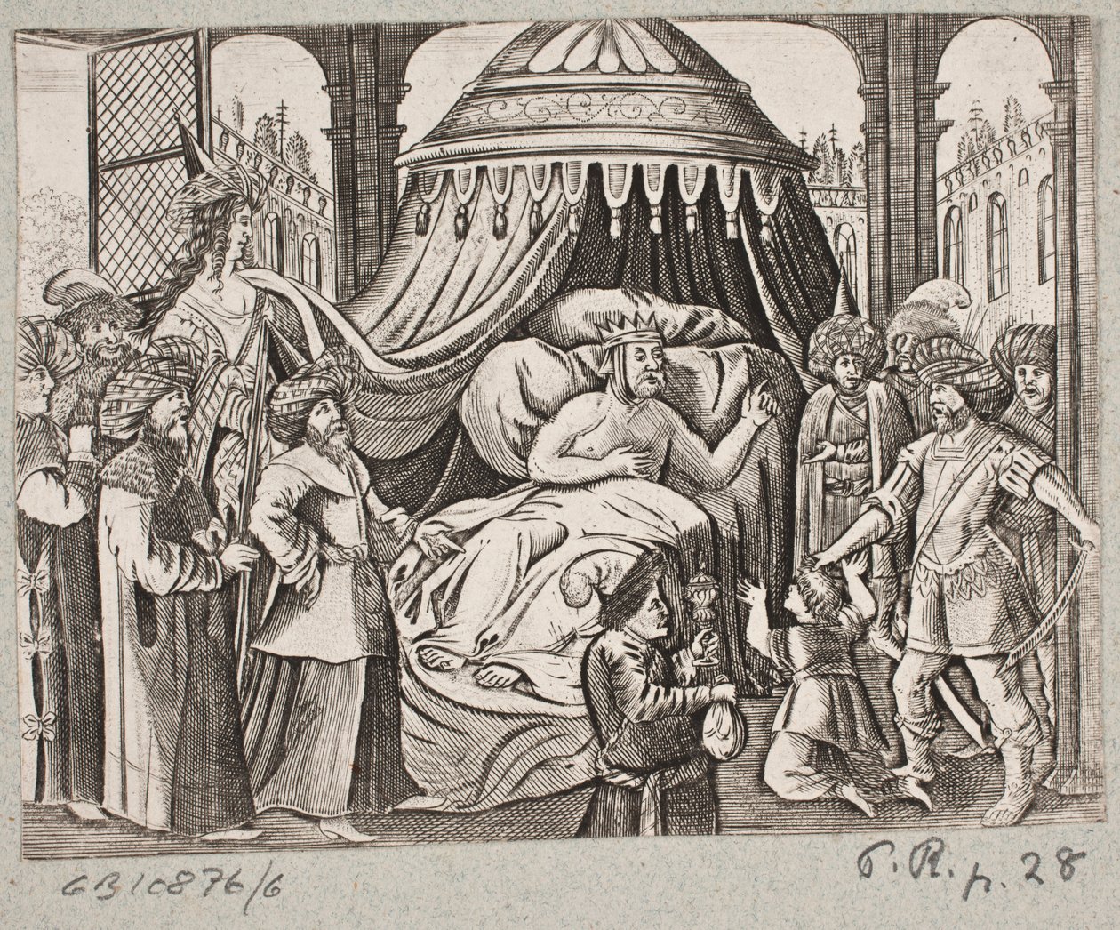 Ilustração de Adam Olearius, “Persian Rosenthal por um engenhoso poeta Schich Saadi […]”, Schleswig 1660 de J. Muller
