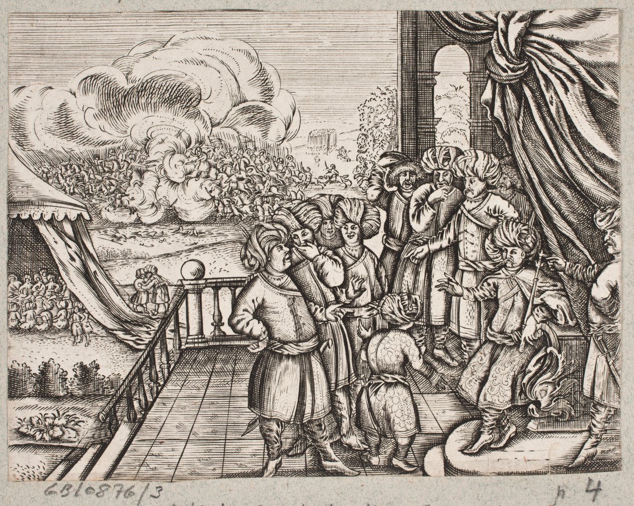 Ilustração de Adam Olearius, “Persian Rosenthal por um engenhoso poeta Schich Saadi […]”, Schleswig 1660 de J. Muller