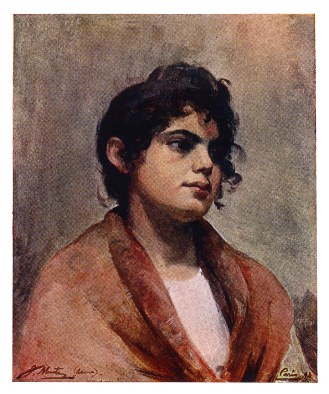 Estudo da cabeça de uma menina italiana, 1901. de J Muntz