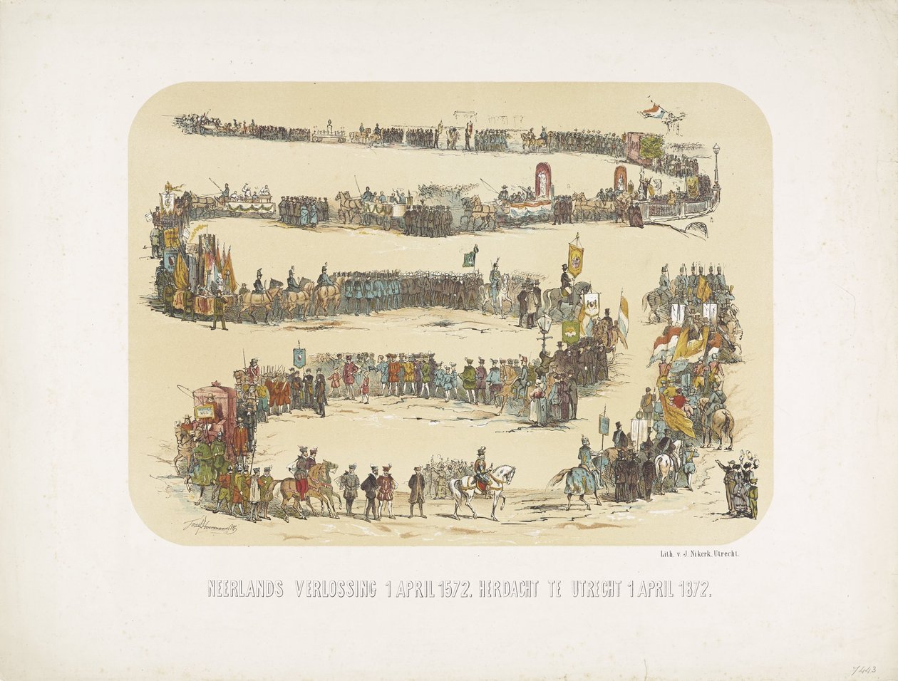Redenção holandesa 1 de abril de 1572. Comemorado em Utrecht 1 de abril de 1872 (título no objeto) de J. Nikerk